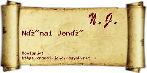 Nánai Jenő névjegykártya